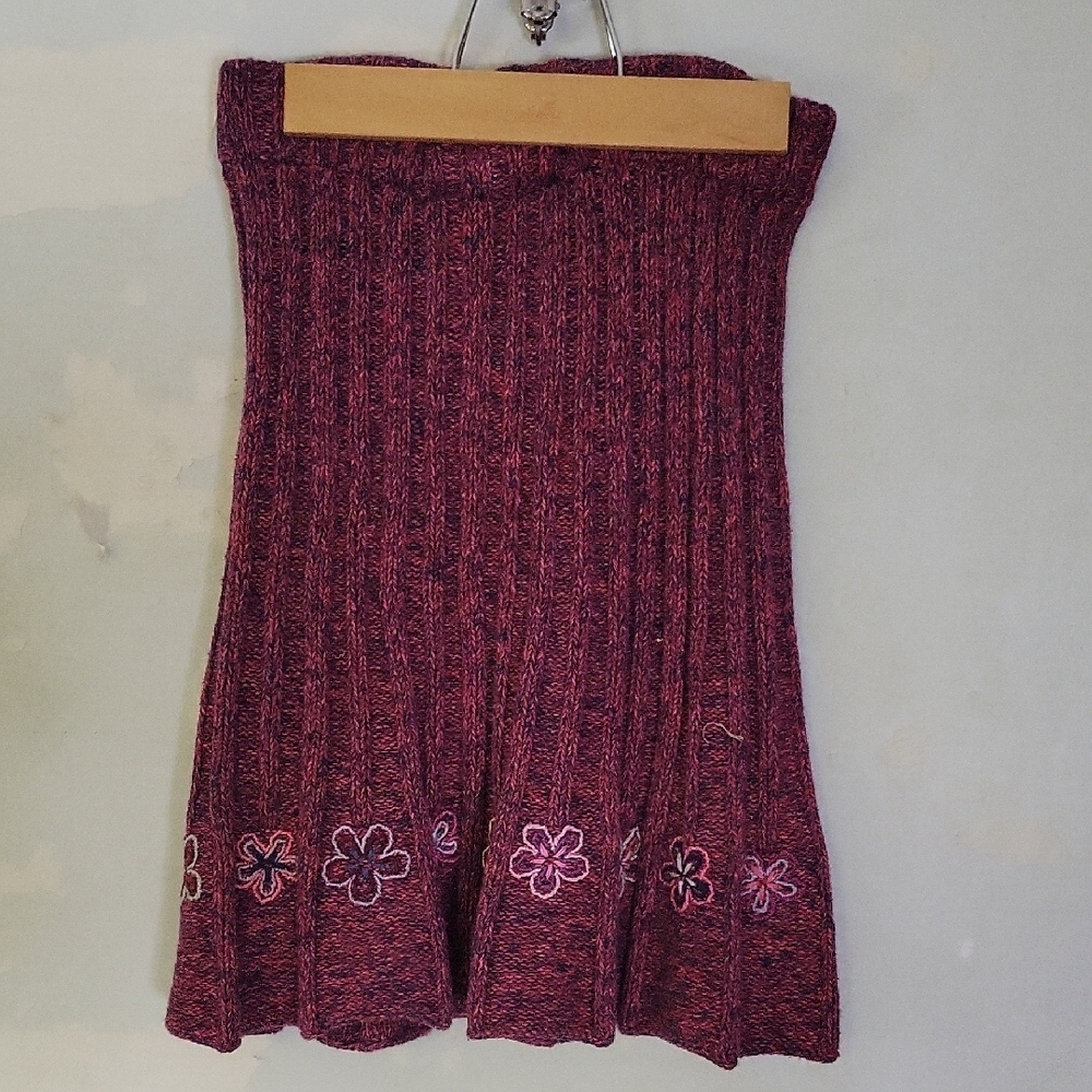 Floral Knit Skirt in Purple and Pink